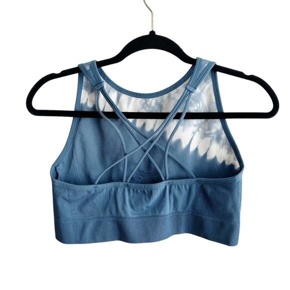 Avia BlueTie Dye High Neck Seamless Strappy Back Sports Bra XXL - Picture 4 of 6